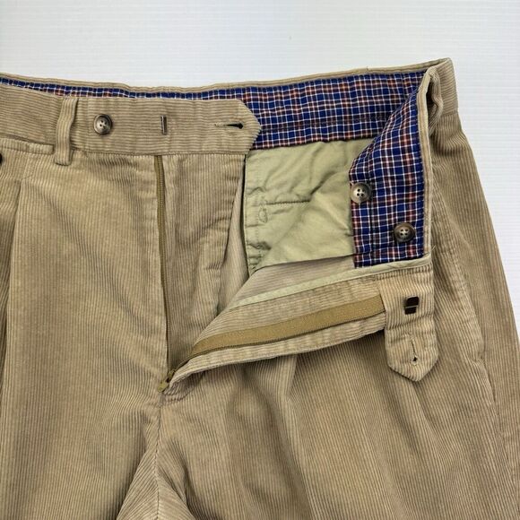 Faconnable Brown Corduroy Pants Men's Size 36 Pleated Straight Leg Pants - Picture 4 of 8
